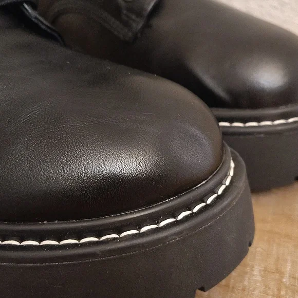 Black Combat Boots Women Sz 10 W/ Zipper 90s Y2K Bikercore Matrix - Picture 4 of 5